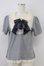 画像1: axes femme / リボンタイ半袖プルオーバー M グレー T-26-08-14-001-AX-TO-TE-ZT (1)