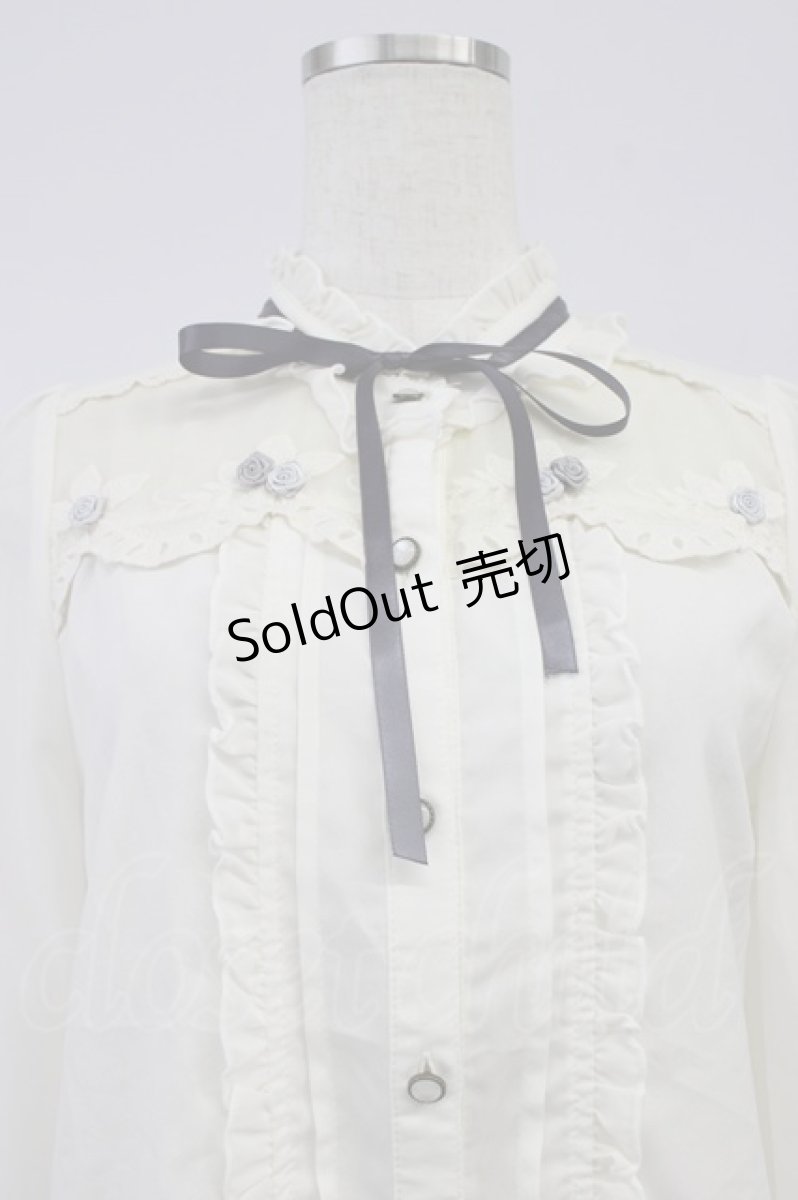 画像4: axes femme POETIQUE / 巻き薔薇デザインフリルブラウス M アイボリー T-26-08-14-027-AX-BL-TE-ZT535 (4)