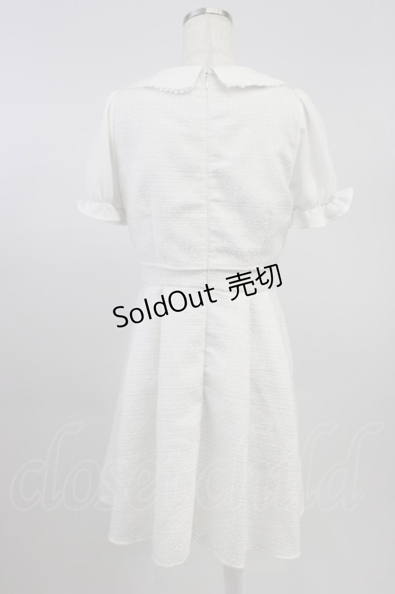 画像2: Ank Rouge / フロントビジューツイードSETUPワンピース  白 T-26-08-14-028-CA-OP-SA-ZT (2)