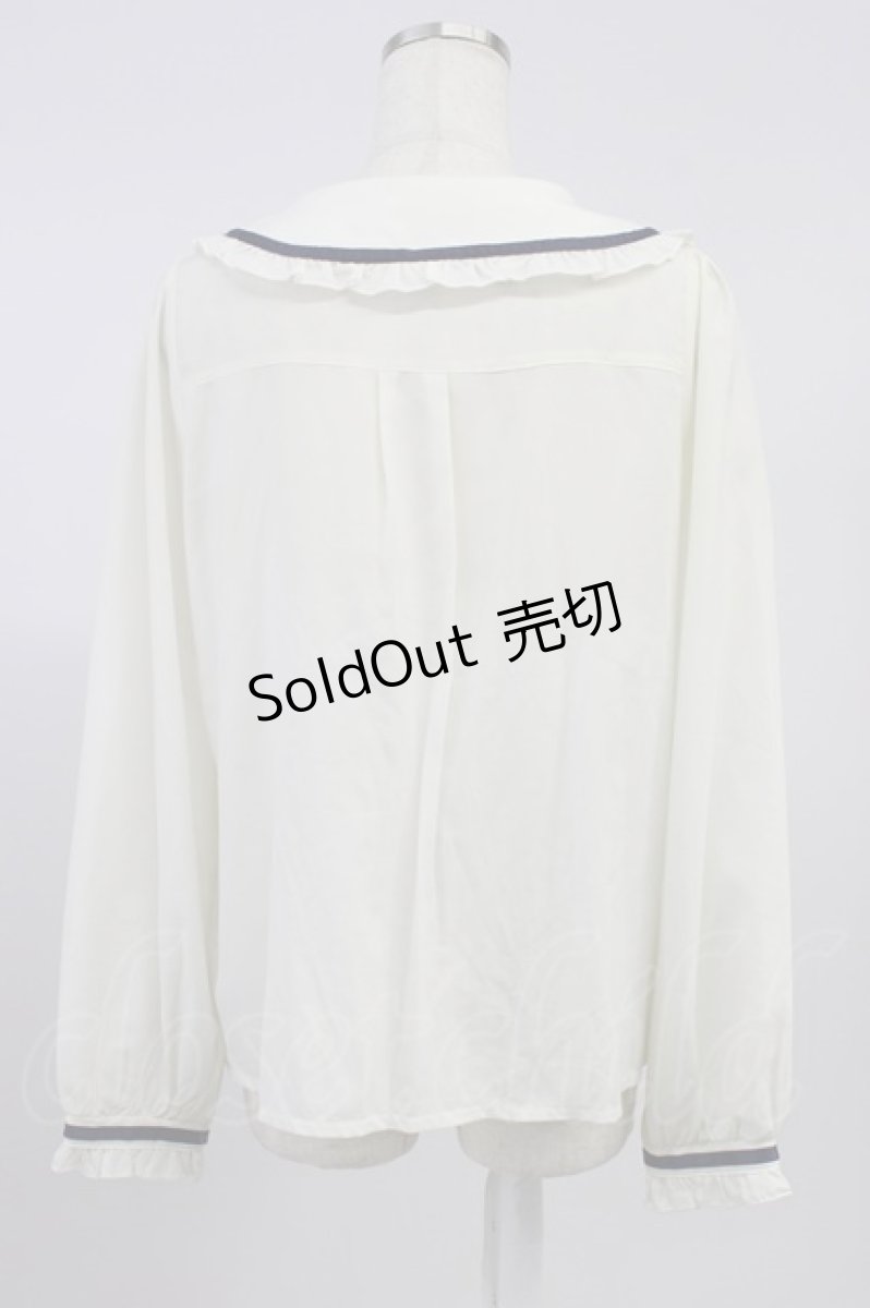 画像2: axes femme POETIQUE / 釦デザインフリルブラウス L オフ T-26-08-14-029-AX-TO-TE-ZT570 (2)