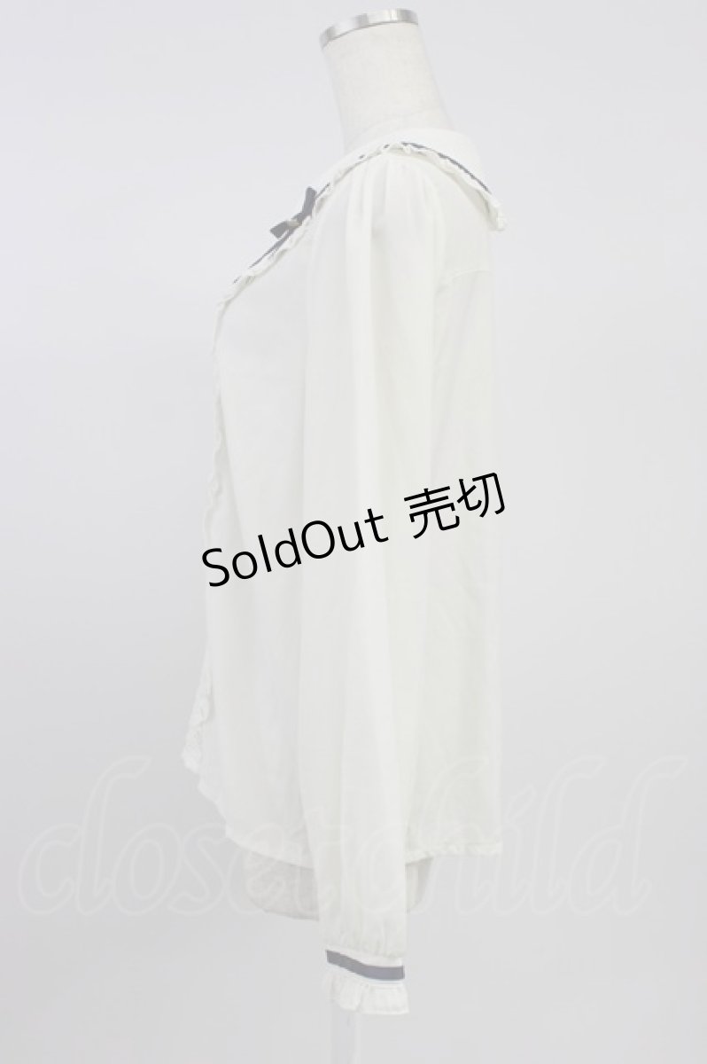 画像3: axes femme POETIQUE / 釦デザインフリルブラウス L オフ T-26-08-14-029-AX-TO-TE-ZT570 (3)