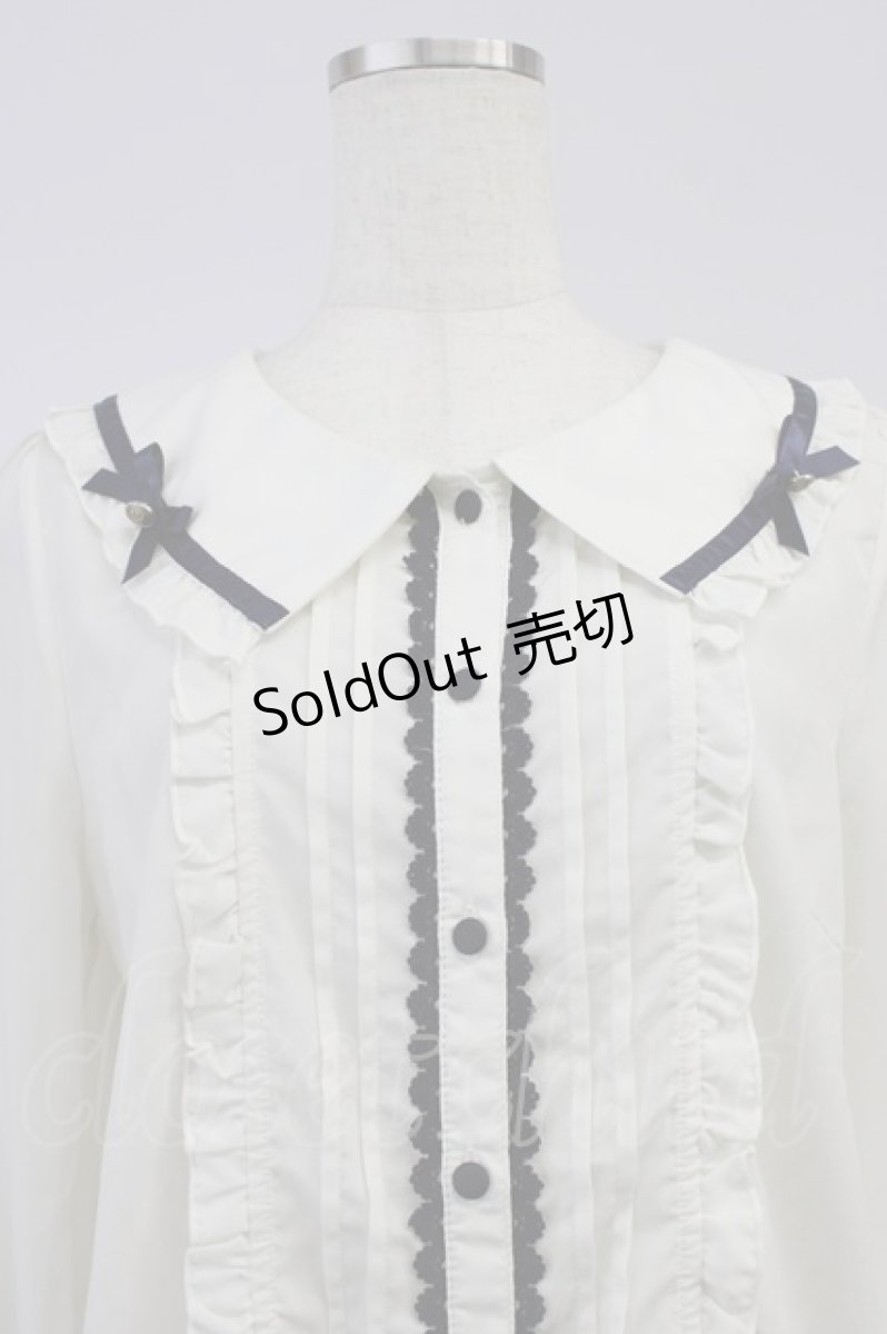 画像4: axes femme POETIQUE / 釦デザインフリルブラウス L オフ T-26-08-14-029-AX-TO-TE-ZT570 (4)