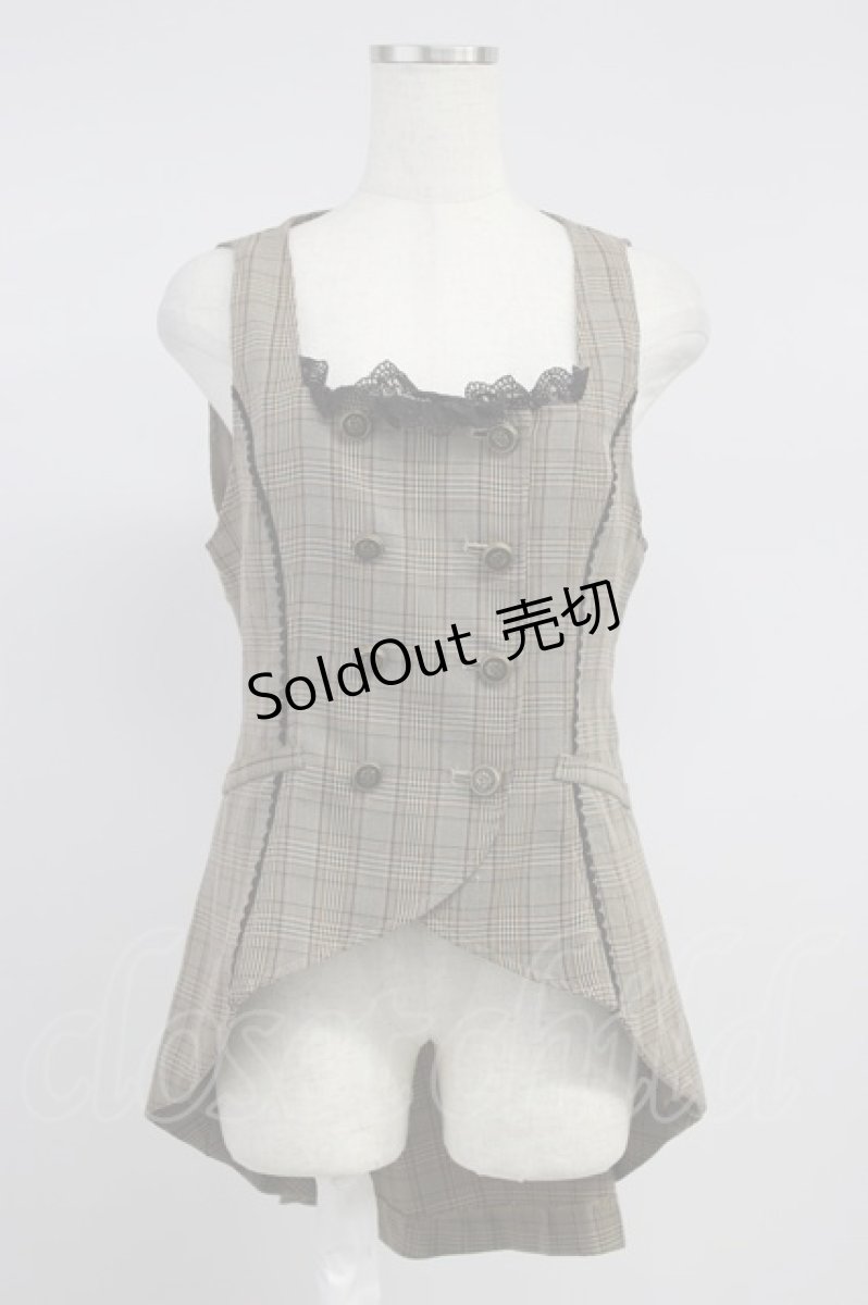 画像1: axes femme POETIQUE / ノーカラーロングベスト M ベージュ T-26-08-14-038-AX-TO-TE-ZT (1)