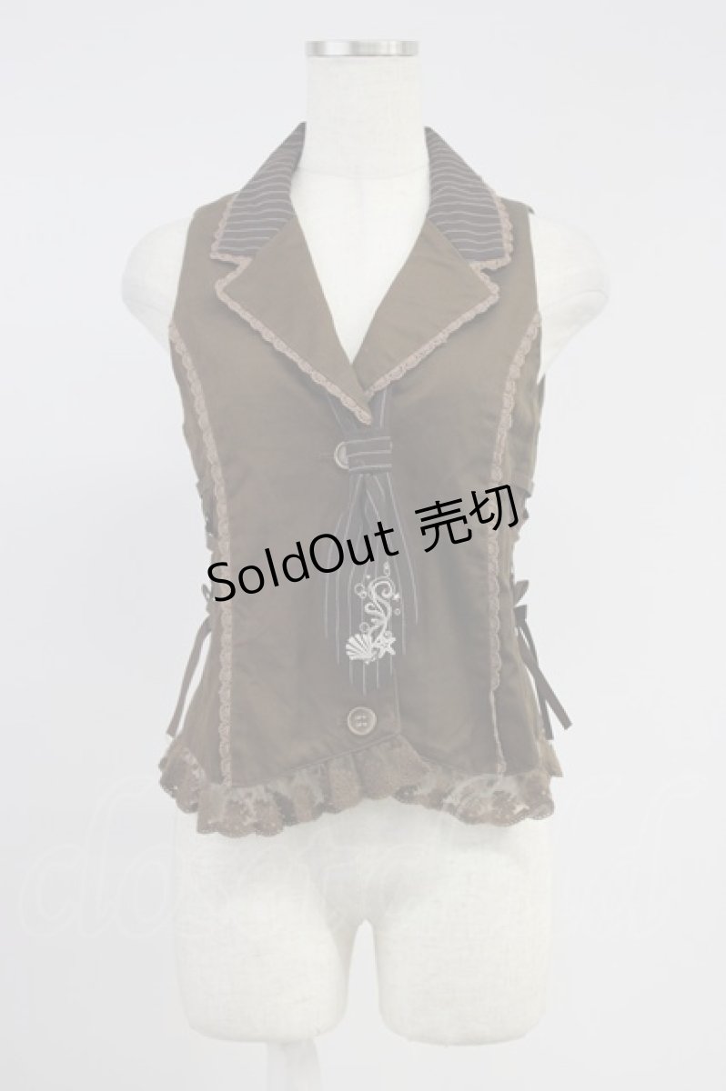 画像1: axes femme / タイ付きレースアップベスト M ブラウン T-26-08-14-041-AX-TO-TE-ZT550 (1)