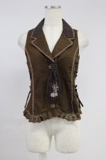 画像1: axes femme / タイ付きレースアップベスト M ブラウン T-26-08-14-041-AX-TO-TE-ZT (1)