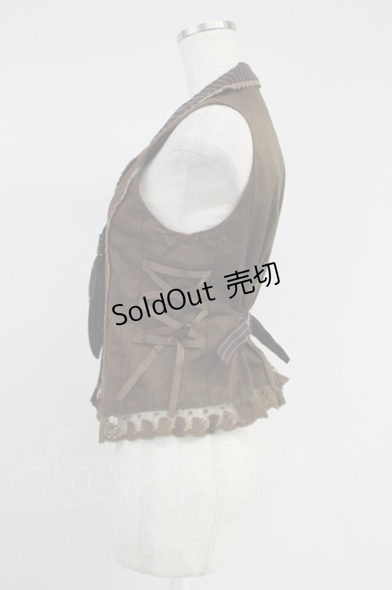 画像3: axes femme / タイ付きレースアップベスト M ブラウン T-26-08-14-041-AX-TO-TE-ZT550 (3)