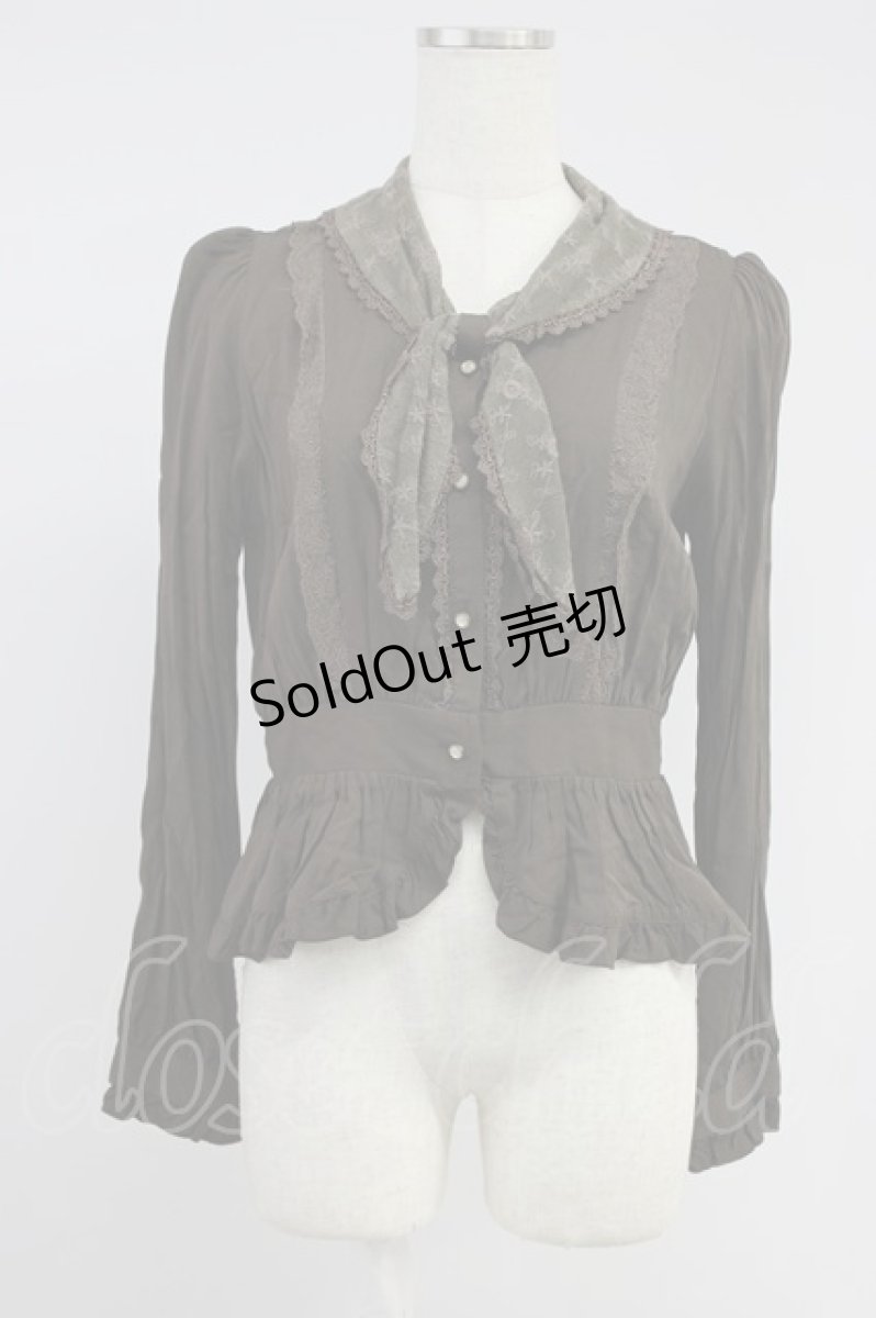 画像1: axes femme POETIQUE / セーラー襟ペプラムプラウス M ブラウン T-26-08-14-042-AX-TO-TE-ZT (1)
