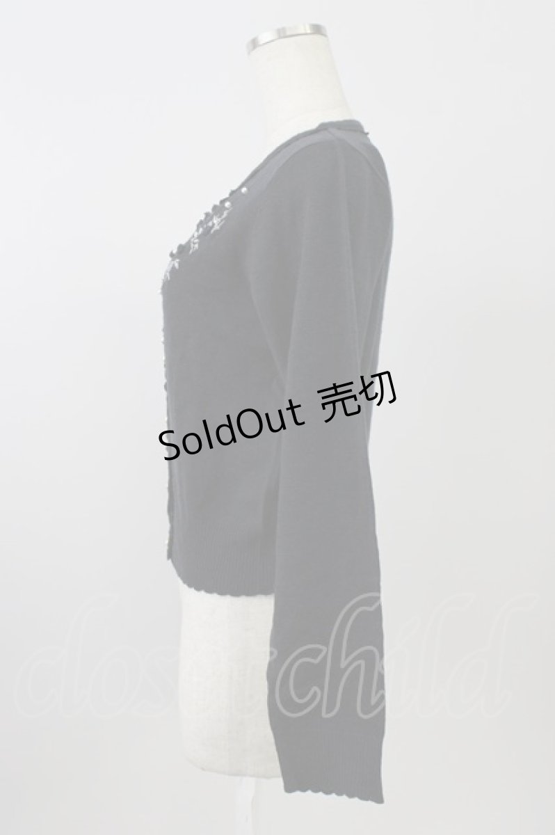 画像3: axes femme / 花刺繍×パールカーディガン M 黒 T-26-08-14-004-AX-TO-TE-ZT (3)
