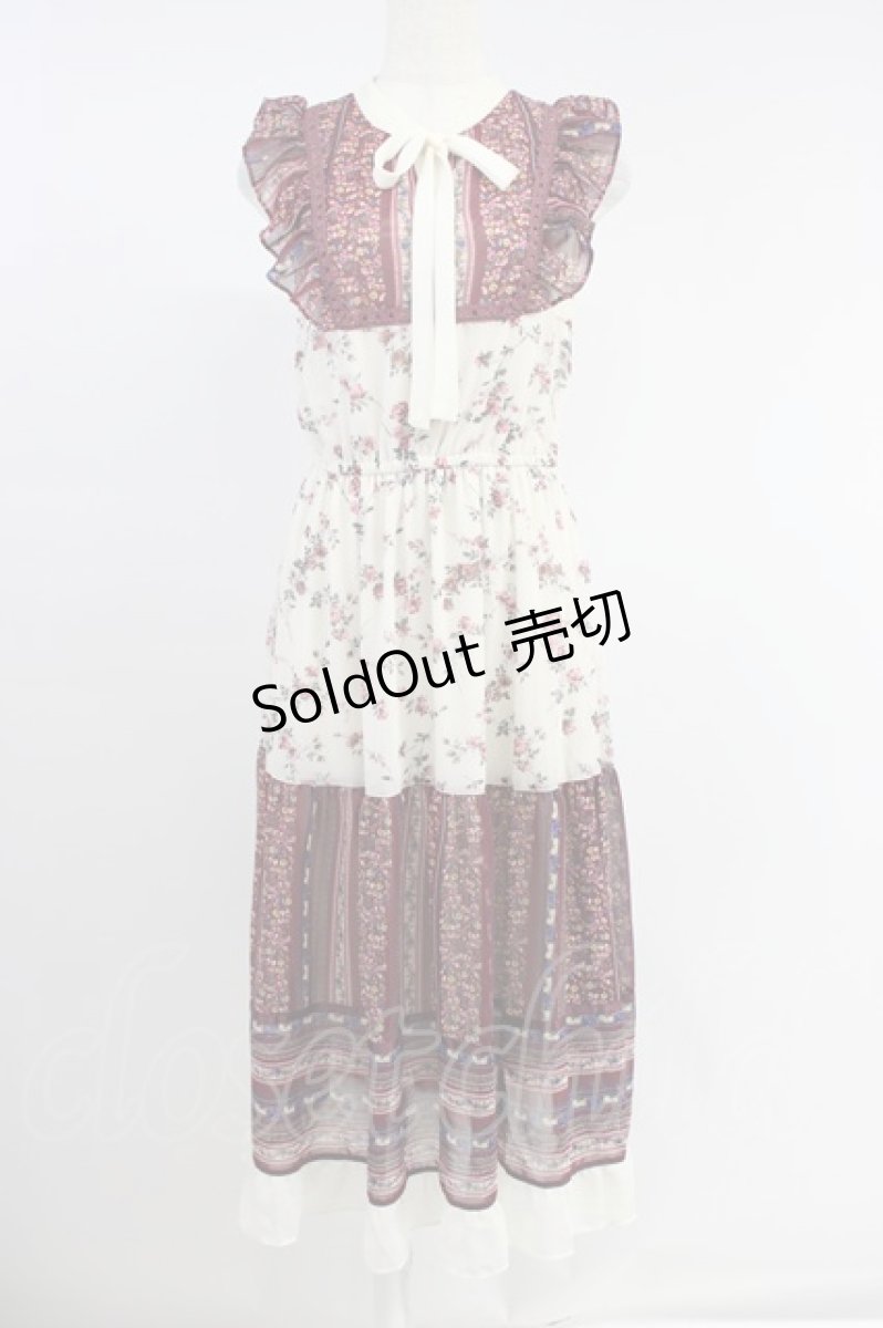 画像1: axes femme / パッチワーク花柄ロングワンピース M キナリ T-26-08-14-048-AX-OP-TE-ZT (1)