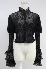 画像1: Black Shamrock / フロッキー総柄シースルーハイネックブラウス  黒 T-26-08-14-052-LO-BL-SA-ZT (1)