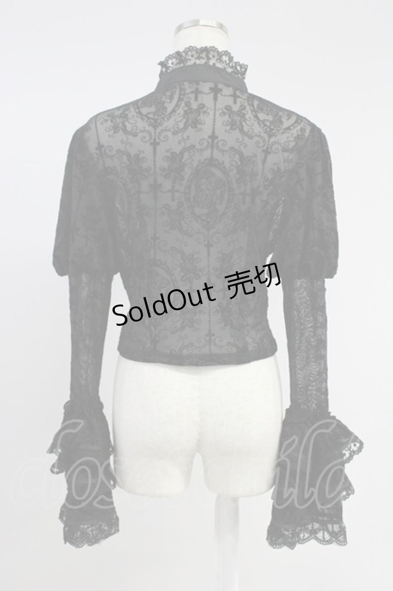 画像2: Black Shamrock / フロッキー総柄シースルーハイネックブラウス  黒 T-26-08-14-052-LO-BL-SA-ZT (2)