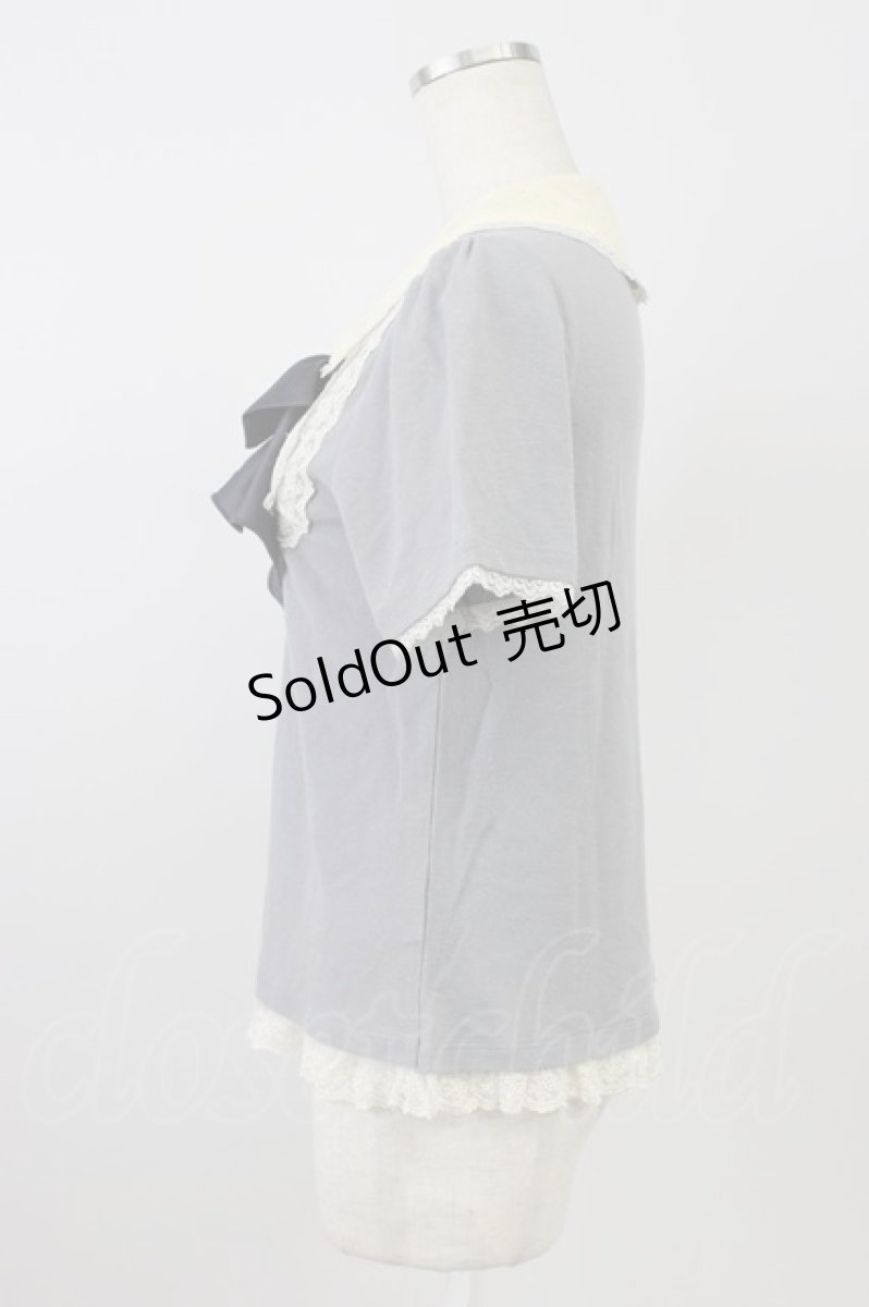 画像3: axes femme / リボンタイ半袖プルオーバー M グレー T-26-08-14-001-AX-TO-TE-ZT (3)