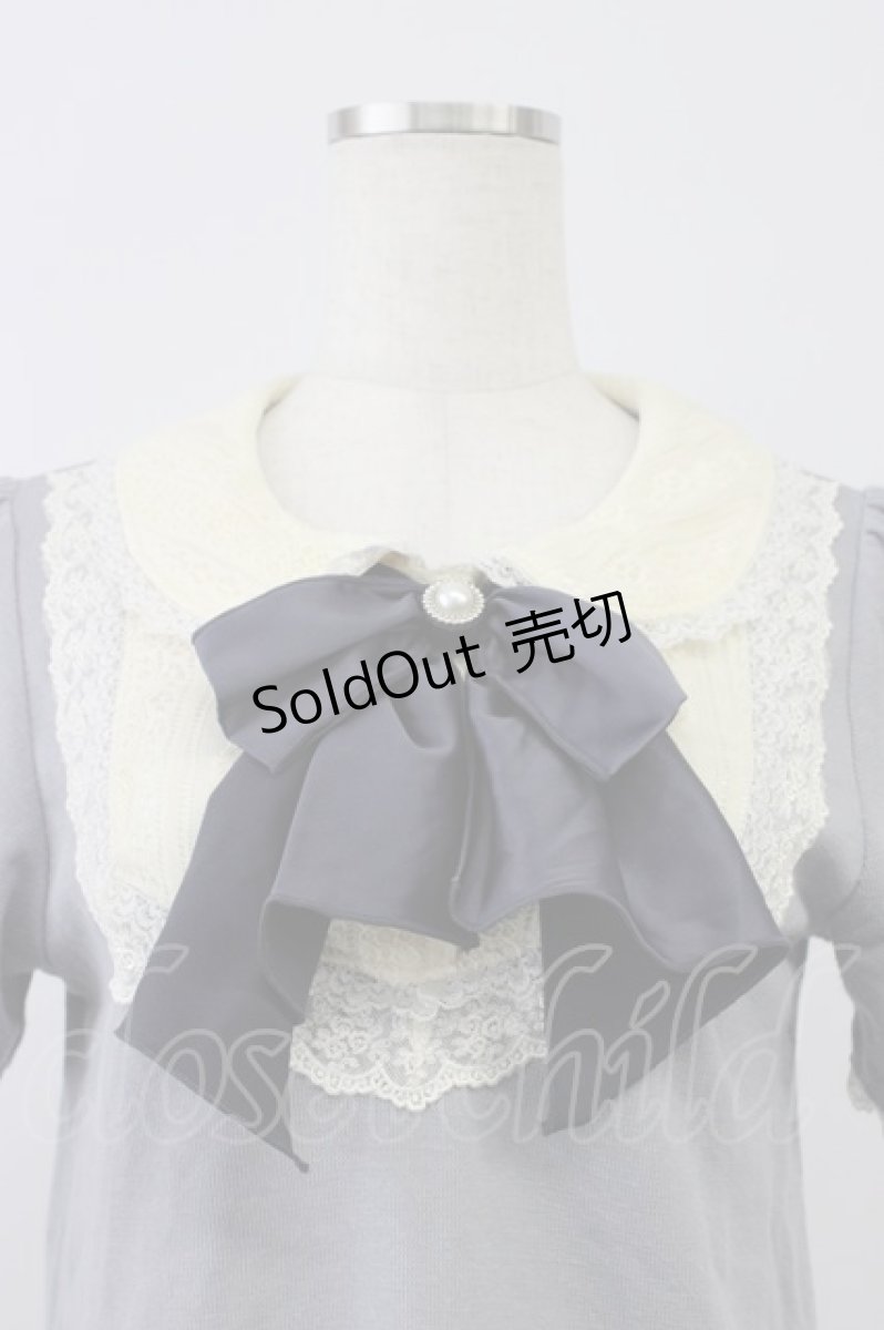 画像4: axes femme / リボンタイ半袖プルオーバー M グレー T-26-08-14-001-AX-TO-TE-ZT (4)