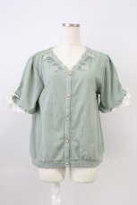 画像1: axes femme / お花刺繍カーディガン M グリーン T-26-08-14-018-AX-TO-TE-ZT (1)