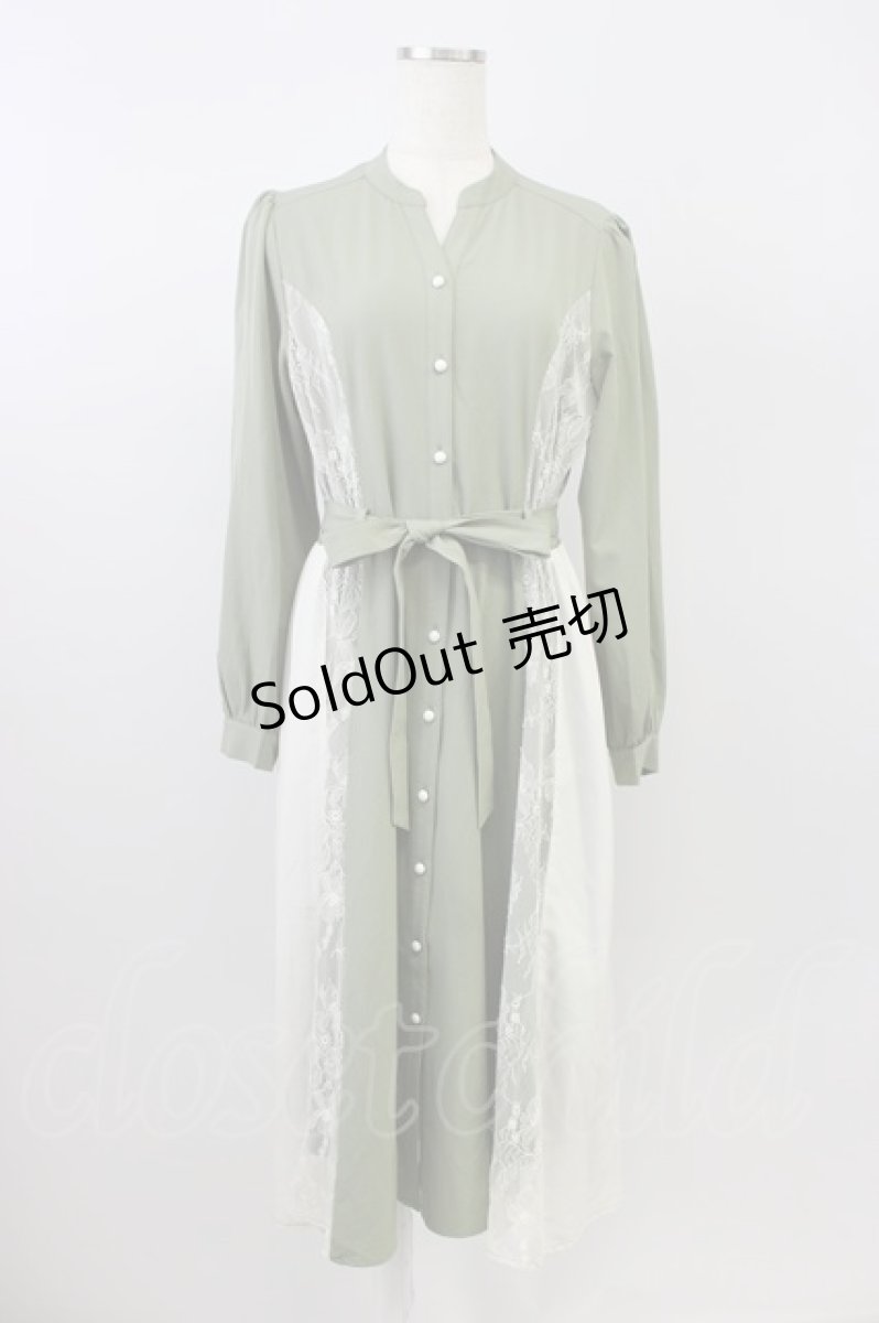 画像1: axes femme / レース切り替えワンピース M グリーン T-26-08-14-022-AX-OP-TE-ZT534 (1)