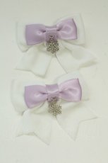画像1: LOTUS ribbon / 雪の結晶リボンバレッタセット  白Ｘパープル T-26-08-15-074-LO-AC-SA-ZT (1)