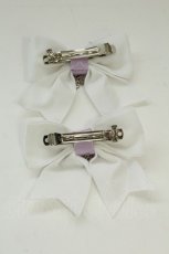画像2: LOTUS ribbon / 雪の結晶リボンバレッタセット  白Ｘパープル T-26-08-15-074-LO-AC-SA-ZT (2)