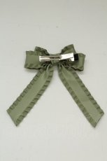 画像2: LOTUS ribbon / フリルリボンクリップ  カーキ T-26-08-15-076-LO-AC-SA-ZT (2)