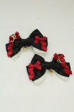 画像1: LOTUS ribbon / Lリボンモチーフクリップセット  黒Ｘ赤 T-26-08-15-077-LO-AC-SA-ZT (1)