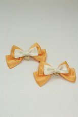 画像1: LOTUS ribbon / ハートチャーム付きリボンクリップセット  オレンジ T-26-08-15-080-LO-AC-SA-ZT (1)