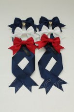 画像1: LOTUS ribbon / 3つリボンツインテールリボンバレッタセット  ネイビーＸ白Ｘ赤 T-26-08-15-081-LO-AC-SA-ZT (1)