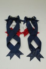 画像2: LOTUS ribbon / 3つリボンツインテールリボンバレッタセット  ネイビーＸ白Ｘ赤 T-26-08-15-081-LO-AC-SA-ZT (2)