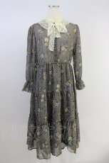 画像1: axes femme / レース襟付花柄ロングワンピース M ブラウン T-26-08-16-029-AX-OP-TE-ZT (1)