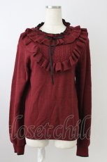 画像1: axes femme / ヨークフリルニットプルオーバー  ボルドーＸ黒 T-26-08-16-009-AX-TO-SA-ZT (1)
