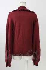 画像2: axes femme / ヨークフリルニットプルオーバー  ボルドーＸ黒 T-26-08-16-009-AX-TO-SA-ZT (2)