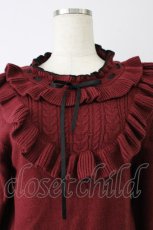 画像4: axes femme / ヨークフリルニットプルオーバー  ボルドーＸ黒 T-26-08-16-009-AX-TO-SA-ZT (4)