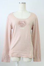 画像1: PINK HOUSE / 胸元フリルハート長袖Tシャツ L ピンク T-26-08-16-017-LO-TS-SA-ZT (1)