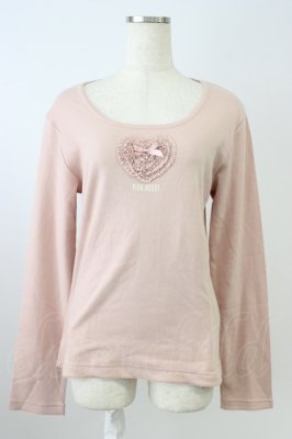Preview of 胸元フリルハート長袖Tシャツ L ピンク