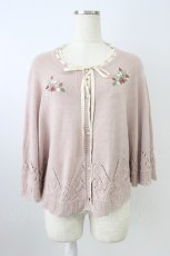 画像1: axes femme POETIQUE / ストロベリー刺繍ニットケープ M ピンク T-26-08-16-018-AX-TO-SA-ZT (1)