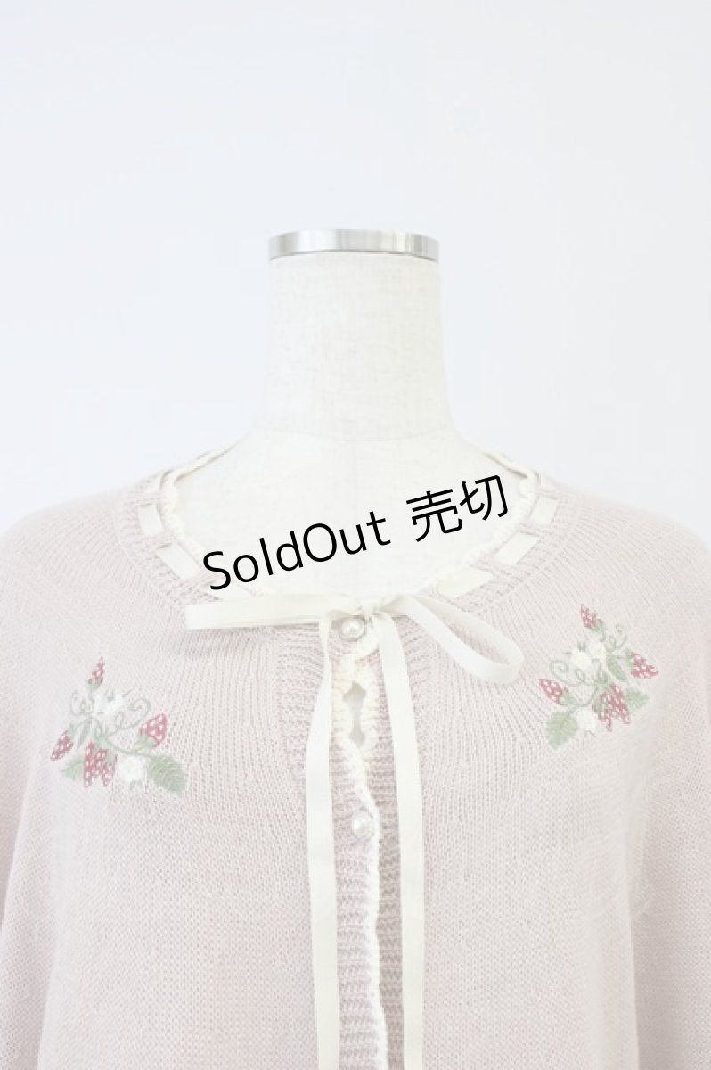 画像4: axes femme POETIQUE / ストロベリー刺繍ニットケープ M ピンク T-26-08-16-018-AX-TO-SA-ZH (4)