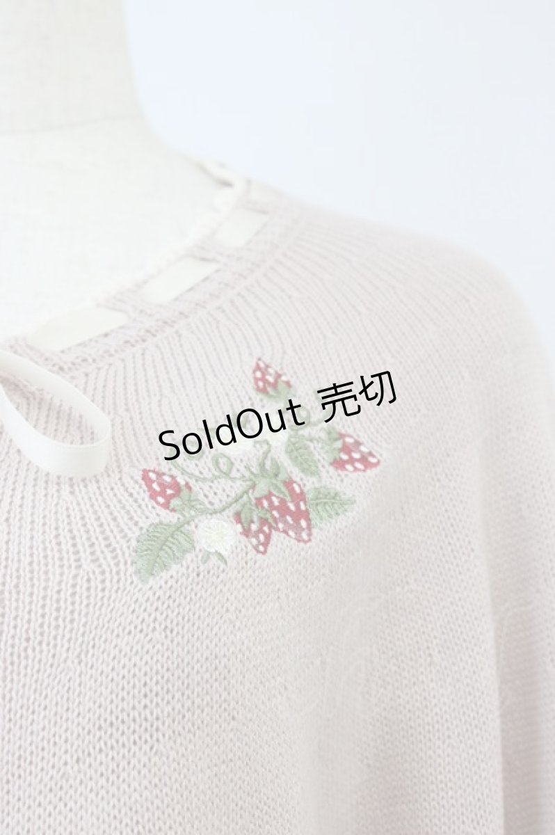 画像5: axes femme POETIQUE / ストロベリー刺繍ニットケープ M ピンク T-26-08-16-018-AX-TO-SA-ZH (5)