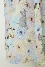 画像4: axes femme POETIQUE / フラワーキャットボウタイワンピース  ピンクＸサックスＸアイボリー T-26-08-19-026-AX-OP-SA-ZT (4)