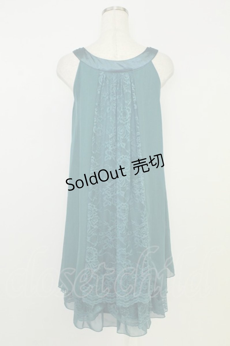 画像2: axes femme / パールビジューシフォンノースリーブワンピース  グリーン T-26-08-19-029-AX-OP-SA-ZT328 (2)