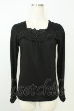 画像1: axes femme / ドットシフォンフリルカットソー  黒 T-26-08-19-034-AX-TO-SA-ZT (1)
