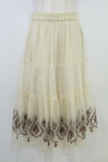 画像1: axes femme / ローズ刺繍チュールスカート  生成りＸブラウン T-26-08-19-037-AX-SK-SA-ZT (1)
