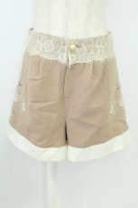 画像1: axes femme POETIQUE / サイド刺繍ショートパンツ  ブラウンＸ白 T-26-08-19-045-AX-PA-SA-ZT (1)