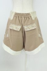 画像2: axes femme POETIQUE / サイド刺繍ショートパンツ  ブラウンＸ白 T-26-08-19-045-AX-PA-SA-ZT (2)