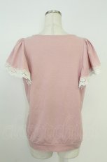 画像2: axes femme / レース重ね半袖カットソー  ピンクＸ白 T-26-08-19-005-AX-TO-SA-ZT (2)