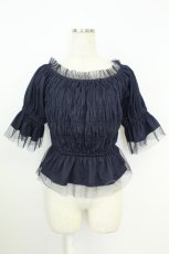 画像1: axes femme / バックリボンシャーリングプルオーバー  紺 T-26-08-19-011-AX-TO-SA-ZT (1)