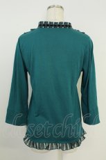 画像2: axes femme / ストライプシフォンラウンドブラウス風カットソー  グリーン T-26-08-19-012-AX-TO-SA-ZT (2)