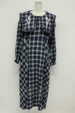 画像1: merry jenny / チューリップ刺繍checkワンピース F 青チェック T-26-08-20-027-LO-OP-SA-ZT (1)