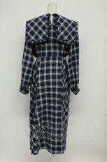 画像2: merry jenny / チューリップ刺繍checkワンピース F 青チェック T-26-08-20-027-LO-OP-SA-ZT (2)