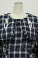 画像4: merry jenny / チューリップ刺繍checkワンピース F 青チェック T-26-08-20-027-LO-OP-SA-ZT (4)