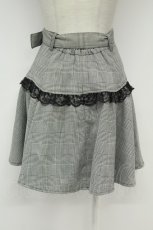 画像2: Ank Rouge / グレンチェック&サイドベルベットリボンスカート  黒Ｘ白チェック T-26-08-20-039-CA-SK-SA-ZT (2)