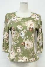 画像1: INGEBORG / 花柄ロゴ刺しゅう五分袖Tシャツ M グリーン T-26-08-20-041-LO-TS-SA-ZT (1)