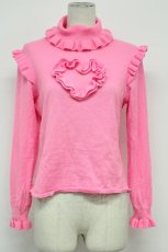 画像1: Nile Perch / ロゴ刺繍フリルハートハイネックニット  濃ピンク T-26-08-20-049-LO-TO-SA-ZT (1)